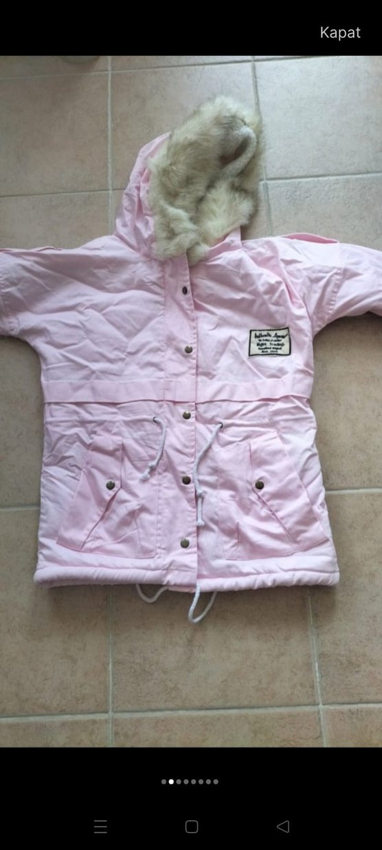 Düğmeli  fermuarlı Pembe Midi Kadın mont  S M UYUMLU - Görsel 2