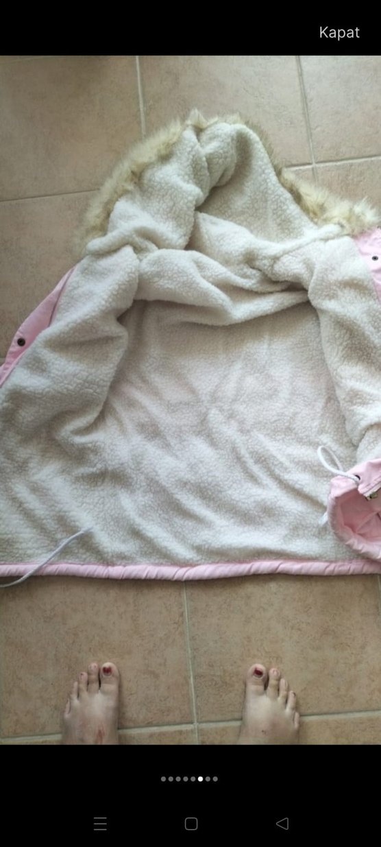 Düğmeli  fermuarlı Pembe Midi Kadın mont  S M UYUMLU - Görsel 5