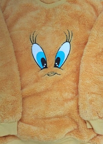 Nakışlı Sarı Peluş pijama L XL giyebilir etiketi yok - Görsel 2