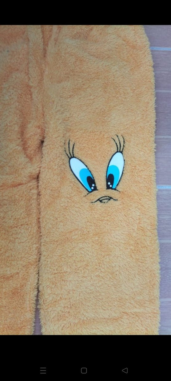 Nakışlı Sarı Peluş pijama L XL giyebilir etiketi yok - Görsel 3