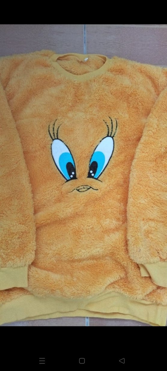 Nakışlı Sarı Peluş pijama L XL giyebilir etiketi yok - Görsel 2