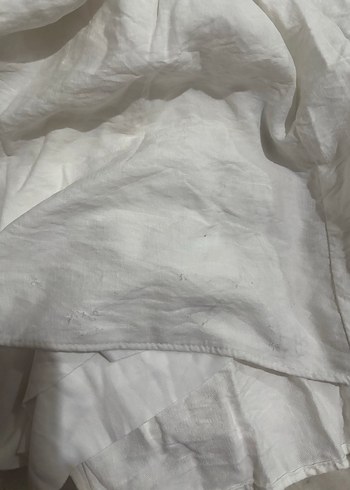 Uzun Beyaz Nakışlı Bohem Keten Elbise - Görsel 3