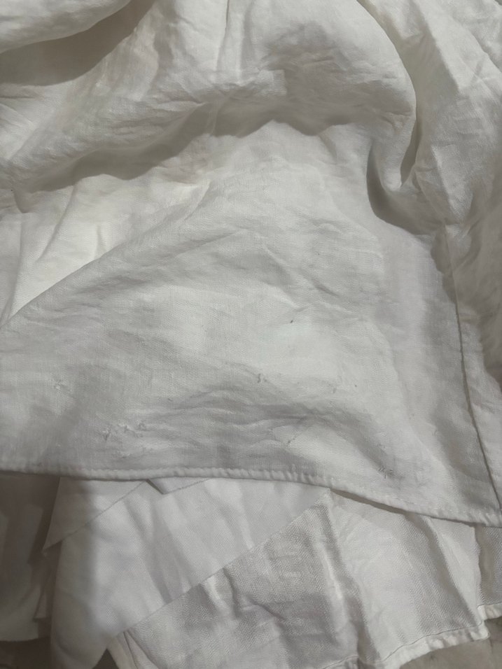 Uzun Beyaz Nakışlı Bohem Keten Elbise - Görsel 3