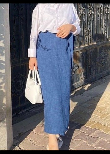 Drapeli Lacivert Uzun Etek - Görsel 2