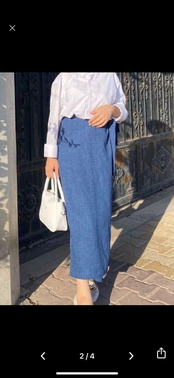 Drapeli Lacivert Uzun Etek - Görsel 2