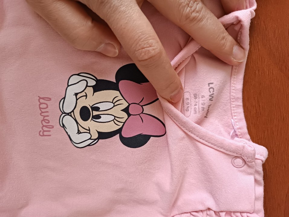 Uzun Kollu Pembe Baskılı Bebek Kıyafet Takımı - Görsel 3