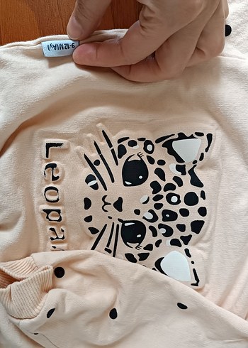 Leopar Desenli pudra renk Bebek Kız Takımı - Görsel 2