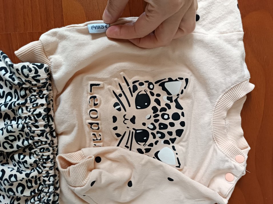 Leopar Desenli pudra renk Bebek Kız Takımı - Görsel 2