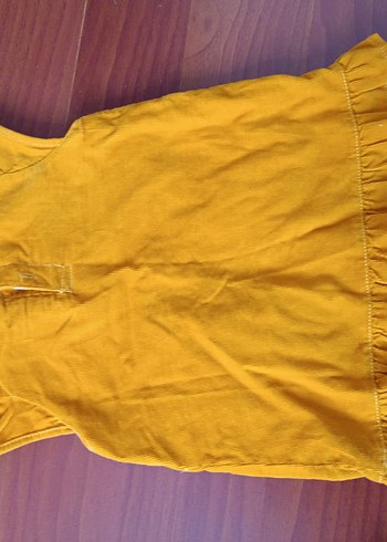 Kız Çocuk Sarı Süet Fırfırlı Elbise - Görsel 3