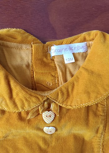 Kız Çocuk Sarı Süet Fırfırlı Elbise - Görsel 2