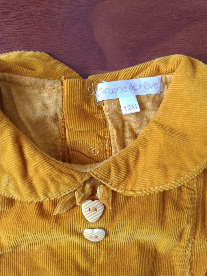 Kız Çocuk Sarı Süet Fırfırlı Elbise - Görsel 2