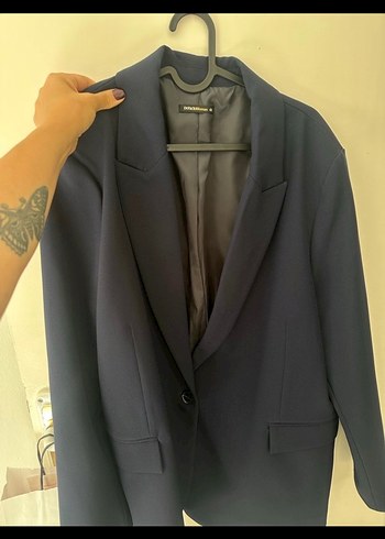 Düğmeli Lacivert Kadın Blazer Ceket