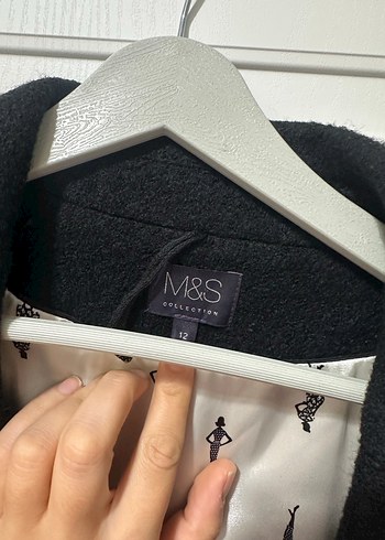 s Beden gri Renk Gri Kadın Yünlü Düğmeli Blazer Ceket