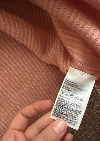 H&M Somon rengi Triko Kadın Uzun Kollu Kayık Yaka Kazak