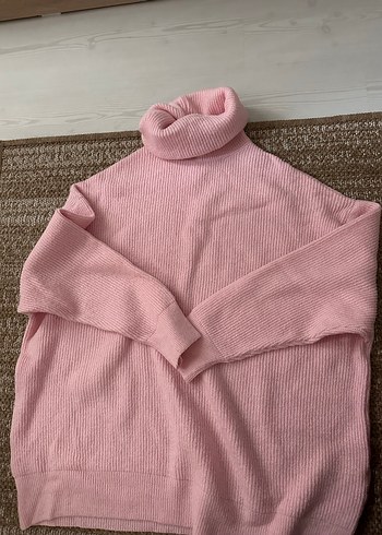 Pembe Boğazlı Örgü Kadın Kazak