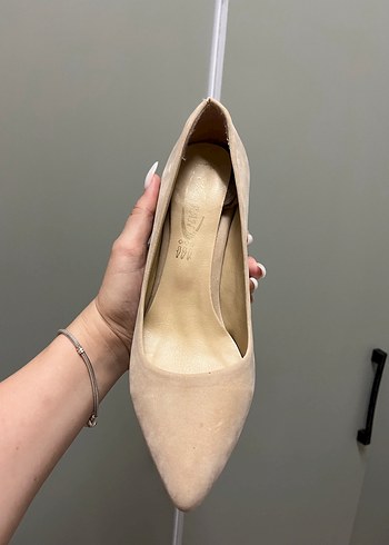 38 Beden ten rengi Renk Bej Süet Stiletto Kadın Topuklu Ayakkabı