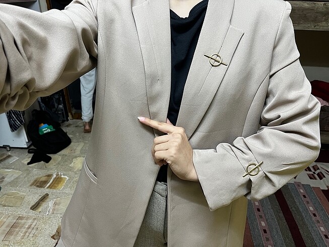 l Beden kahverengi Renk Blazer ceket