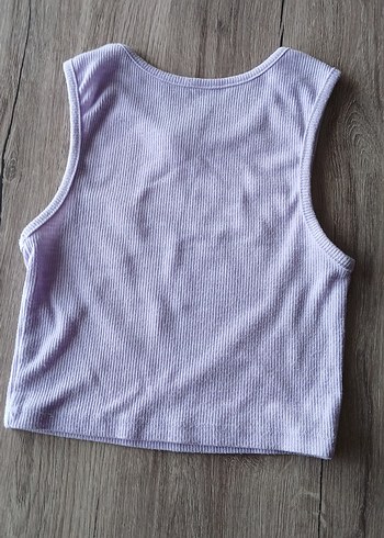 Mor Baskılı Kız Çocuk Örme Atlet krop - Görsel 3