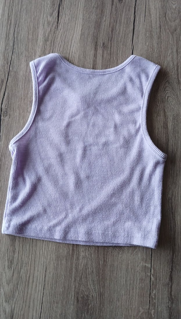 Mor Baskılı Kız Çocuk Örme Atlet krop - Görsel 3