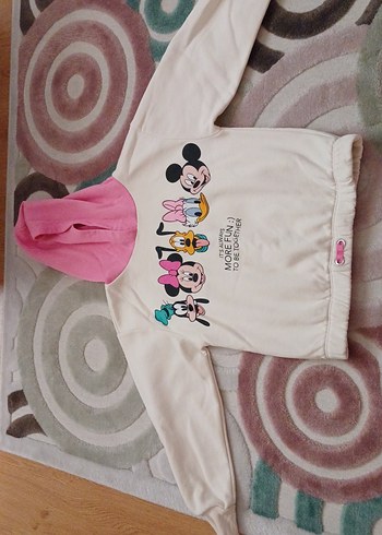 Kapüşonlu, uzun kollu kız sweatshirt pembe