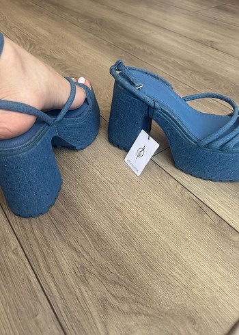 Mavi Denim Platform Topuklu Kadın ayakkabi #stradivarius - Görsel 5