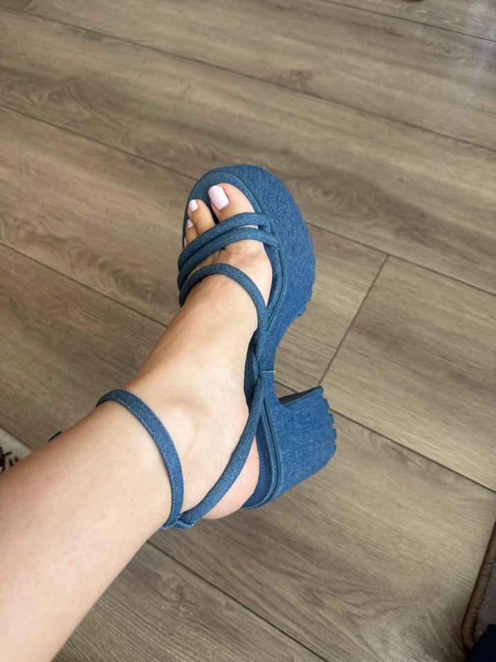 Mavi Denim Platform Topuklu Kadın ayakkabi #stradivarius - Görsel 2