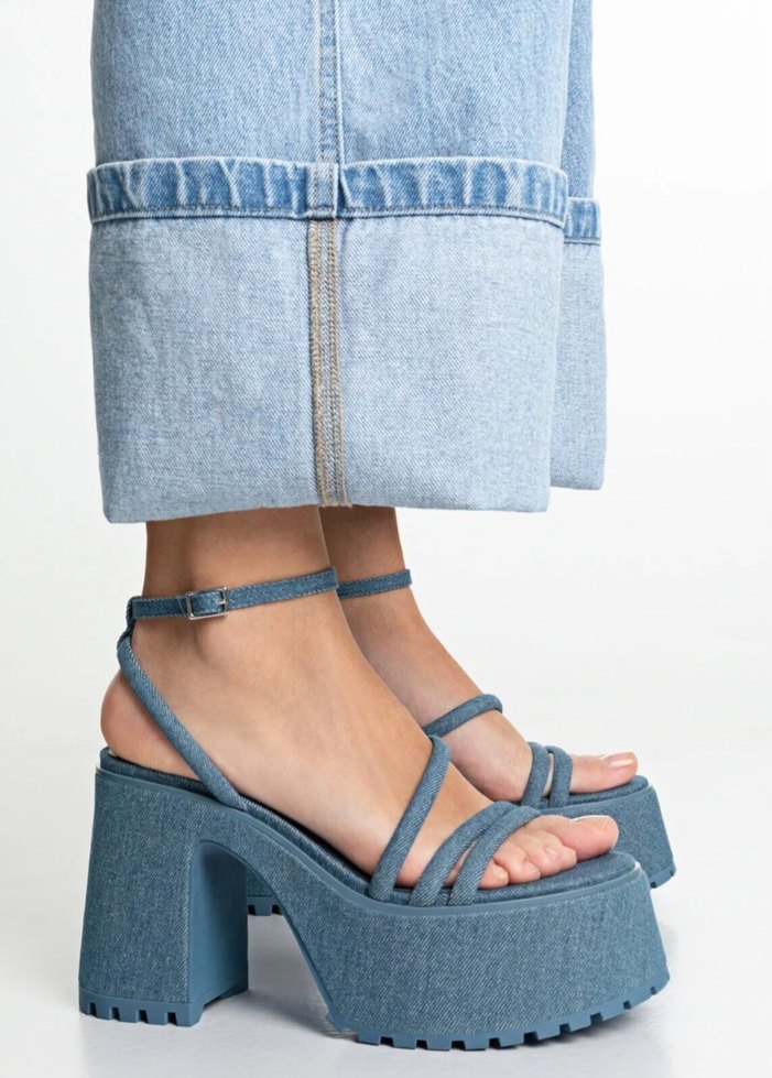 Mavi Denim Platform Topuklu Kadın ayakkabi #stradivarius - Görsel 3