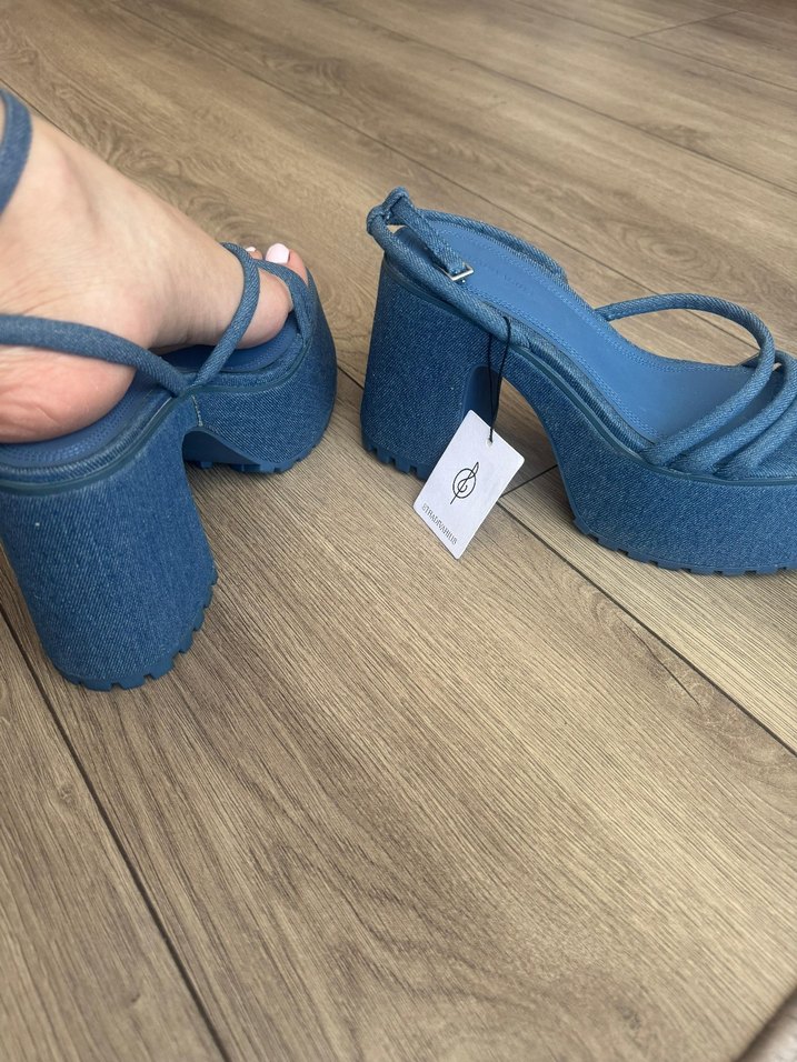 Mavi Denim Platform Topuklu Kadın ayakkabi #stradivarius - Görsel 5