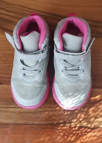 Kız Çocuk Pembe Gri Spor Ayakkabı Velcro - Görsel 6