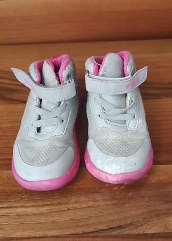 Kız Çocuk Pembe Gri Spor Ayakkabı Velcro - Görsel 2