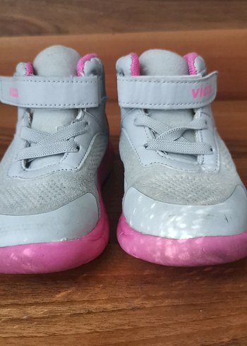 Kız Çocuk Pembe Gri Spor Ayakkabı Velcro - Görsel 5