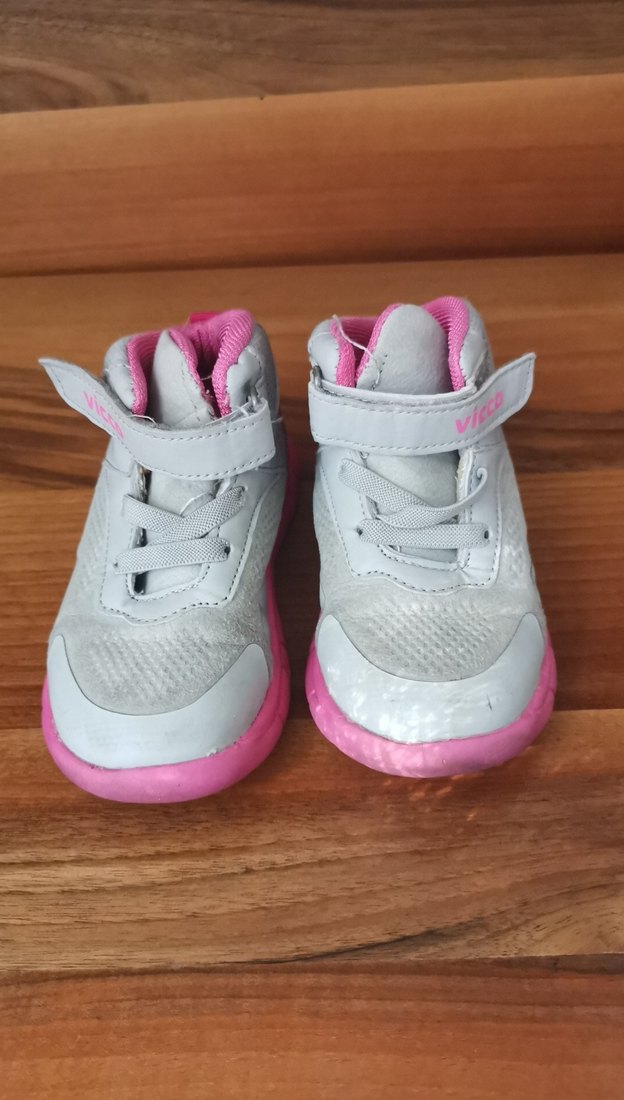 Kız Çocuk Pembe Gri Spor Ayakkabı Velcro - Görsel 2