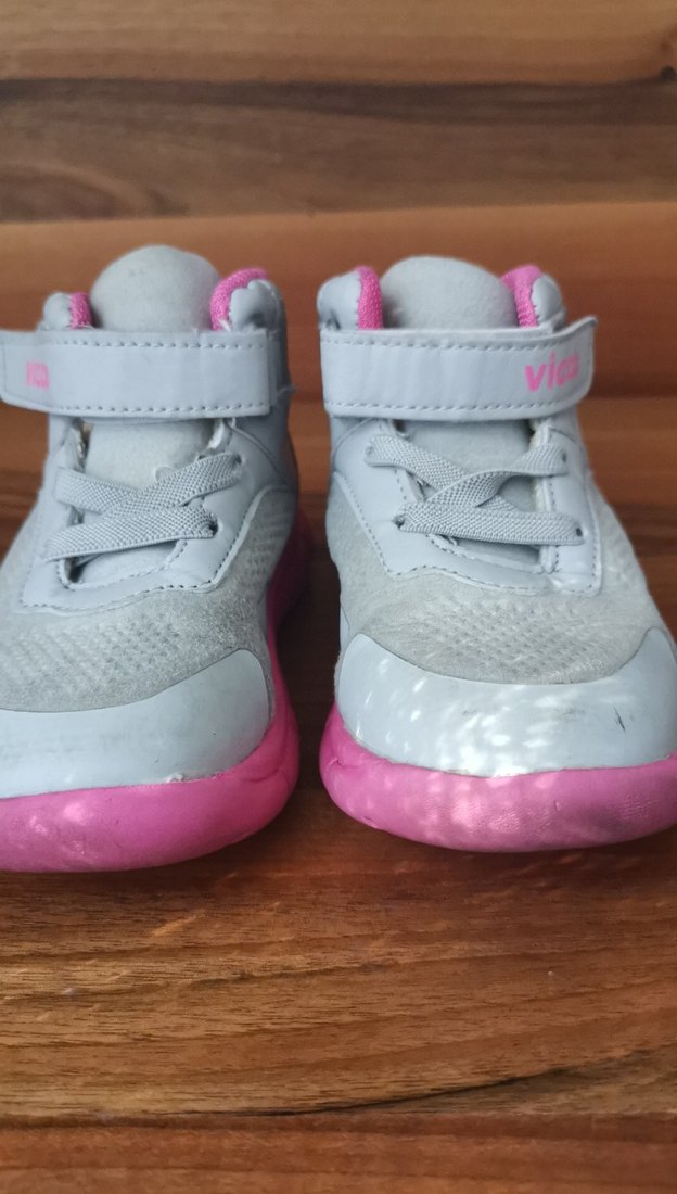 Kız Çocuk Pembe Gri Spor Ayakkabı Velcro - Görsel 5