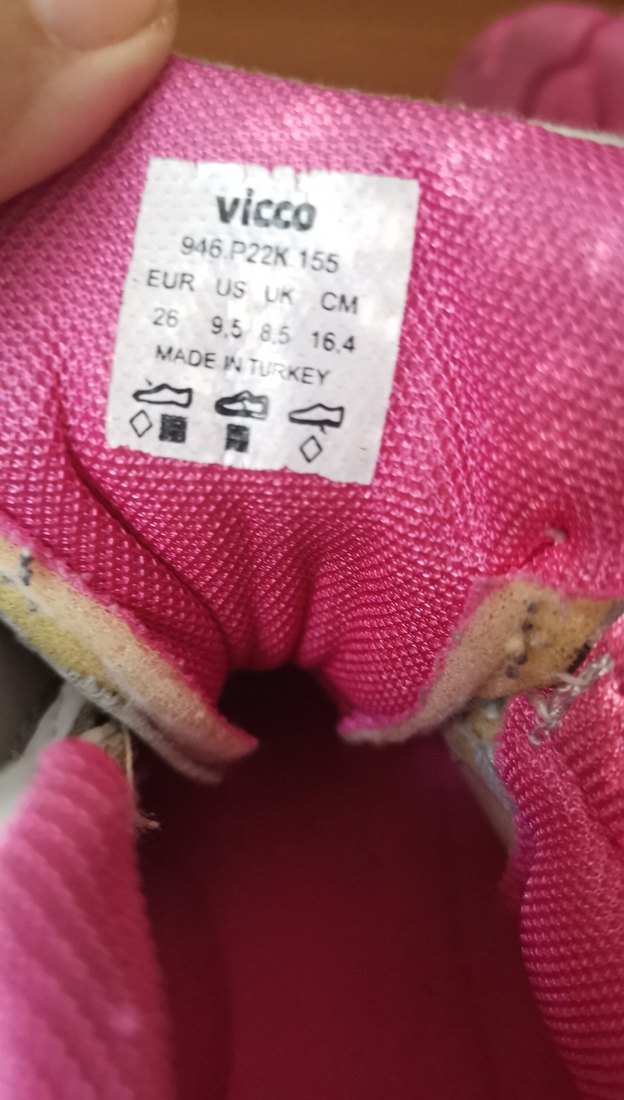 Kız Çocuk Pembe Gri Spor Ayakkabı Velcro - Görsel 4