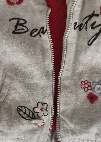 Kız Çocuk Gri Nakışlı Kapüşonlu Sweatshirt - Görsel 8