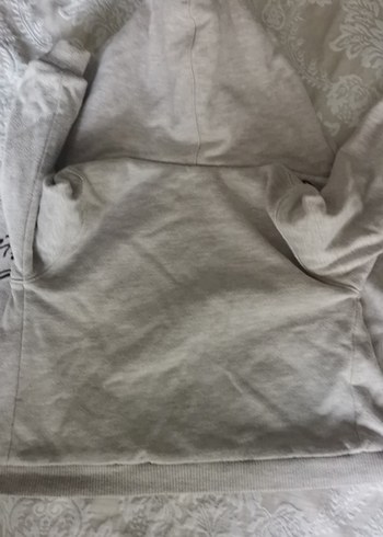 Kız Çocuk Gri Nakışlı Kapüşonlu Sweatshirt - Görsel 7