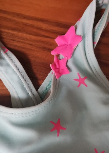 Kız Çocuk Pembe Yıldız Desenli Mayo - Görsel 3