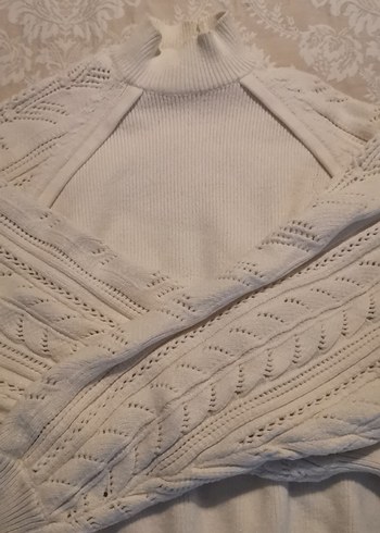 Bej Yüksek Yakalı Kadın Triko Kazak - Görsel 2