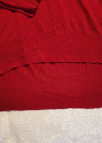 Kadın Kırmızı V Yakalı Uzun Kollu Kazak - Görsel 4