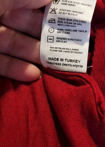 Kadın Kırmızı V Yakalı Uzun Kollu Kazak - Görsel 6