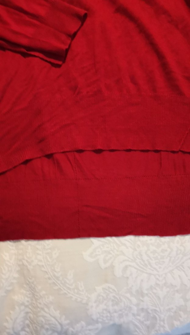 Kadın Kırmızı V Yakalı Uzun Kollu Kazak - Görsel 4