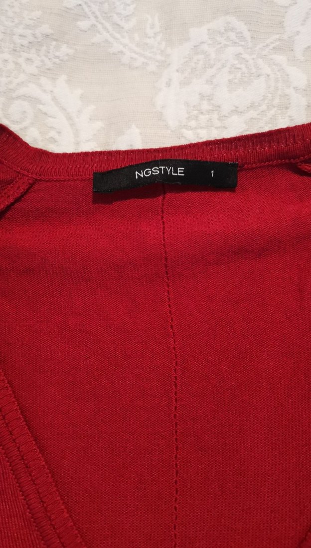 Kadın Kırmızı V Yakalı Uzun Kollu Kazak - Görsel 2