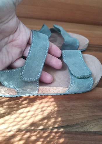 Tokalı Turkuaz Süet kız Çocuk Sandalet - Görsel 2