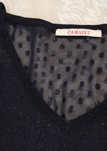 Siyah V Yaka kısa Kollu Kadın Bluz - Görsel 3