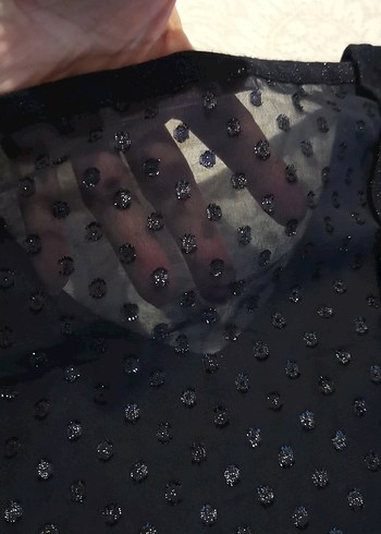 Siyah V Yaka kısa Kollu Kadın Bluz - Görsel 5