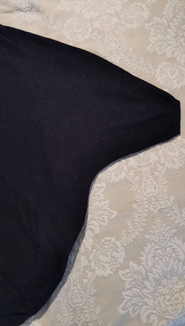 Siyah V Yaka kısa Kollu Kadın Bluz - Görsel 2