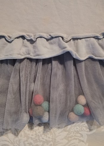 Mavi Uzun Kollu Kız Elbisesi - Görsel 3