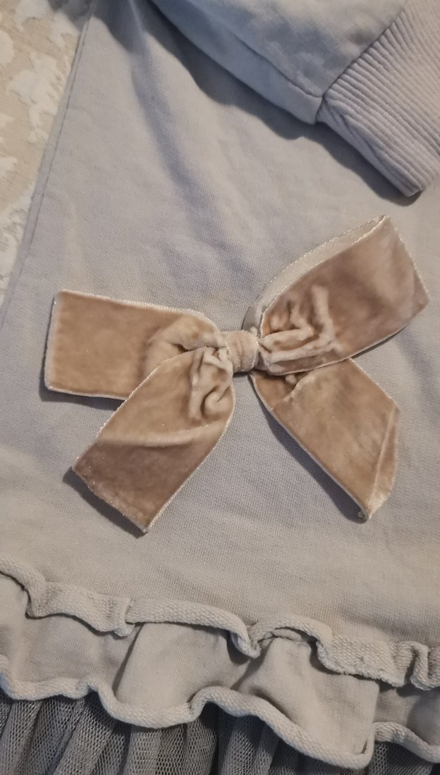 Mavi Uzun Kollu Kız Elbisesi - Görsel 2