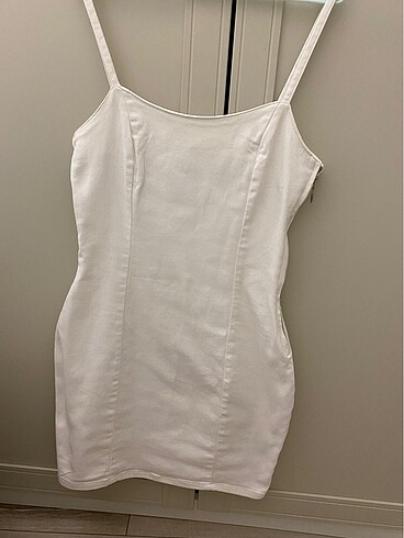 H&M beyaz kot elbise