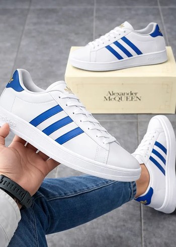 Adidas Beyaz Mavi Uc Serit Sneaker